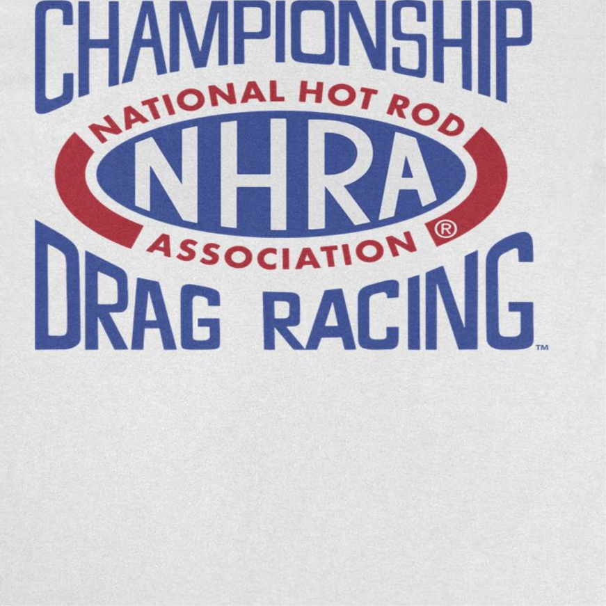 NHRA National Hot Rod Association Drag Racing Red Blue Logo Mens T Shirt White Officially Licensed