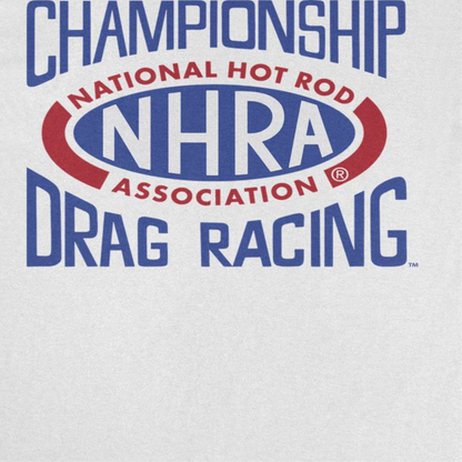 NHRA National Hot Rod Association Drag Racing Red Blue Logo Mens T Shirt White Officially Licensed