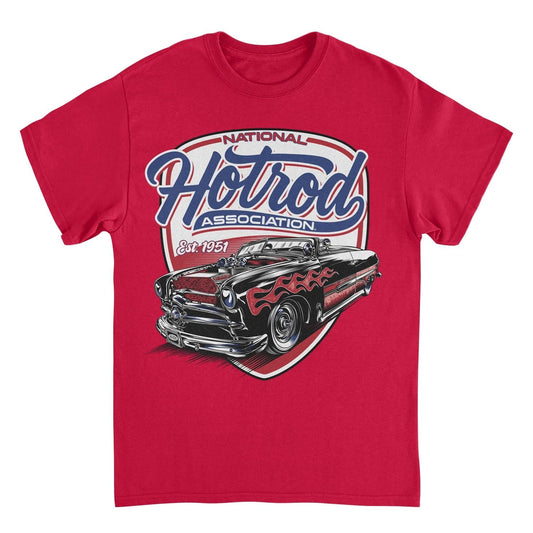 NHRA National Hot Rod Retro Car Mens T Shirt Red Officially Licensed