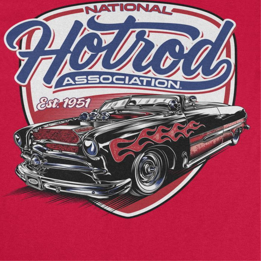 NHRA National Hot Rod Retro Car Mens T Shirt Red Officially Licensed