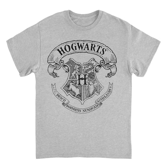 Harry Potter Hogwarts Pencil Emblem Mens T Shirt Sport Grey Officially Licensed