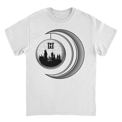 Harry Potter Hogwarts Moon Castle Mens T Shirt White Officially Licensed