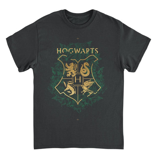 Harry Potter Four Houses Mascot Emblem Mens T Shirt Black Officially Licensed