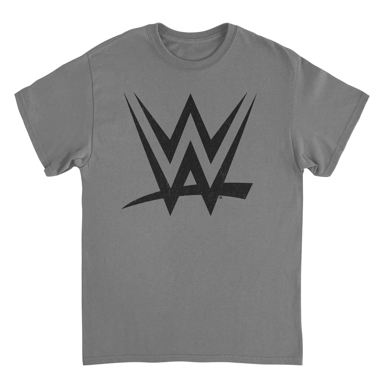 WWE Black Logo Mens T Shirt Charcoal Officially Licensed