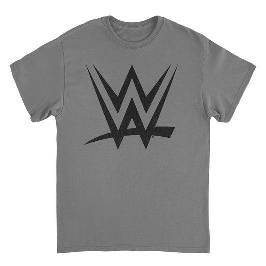 WWE Black Logo Mens T Shirt Charcoal Officially Licensed