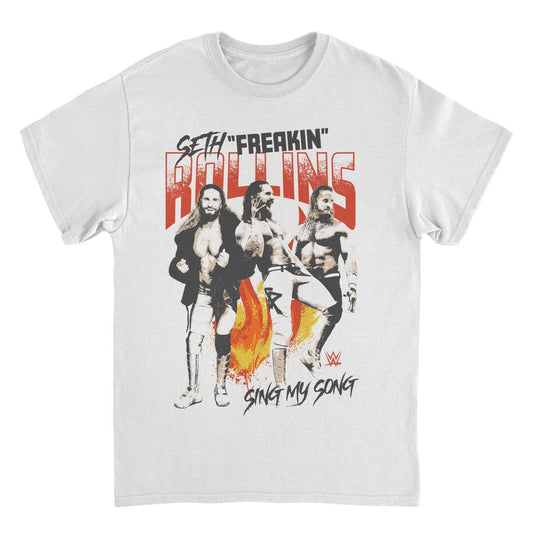 WWE Burn it Down Seth Mens T Shirt White Officially Licensed