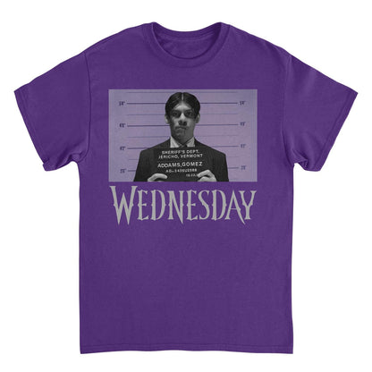 Wednesday Mug Shot T Shirt Purple Officially Licensed