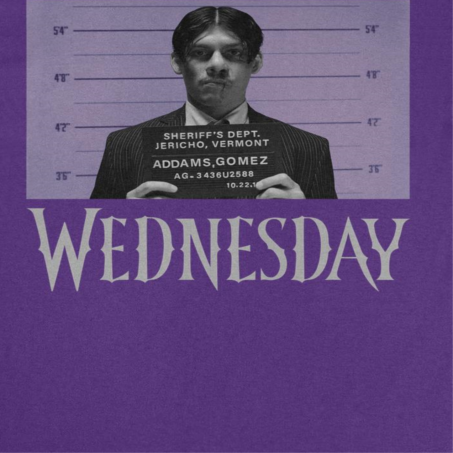 Wednesday Mug Shot T Shirt Purple Officially Licensed