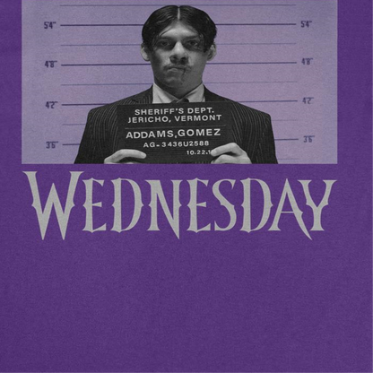Wednesday Mug Shot T Shirt Purple Officially Licensed