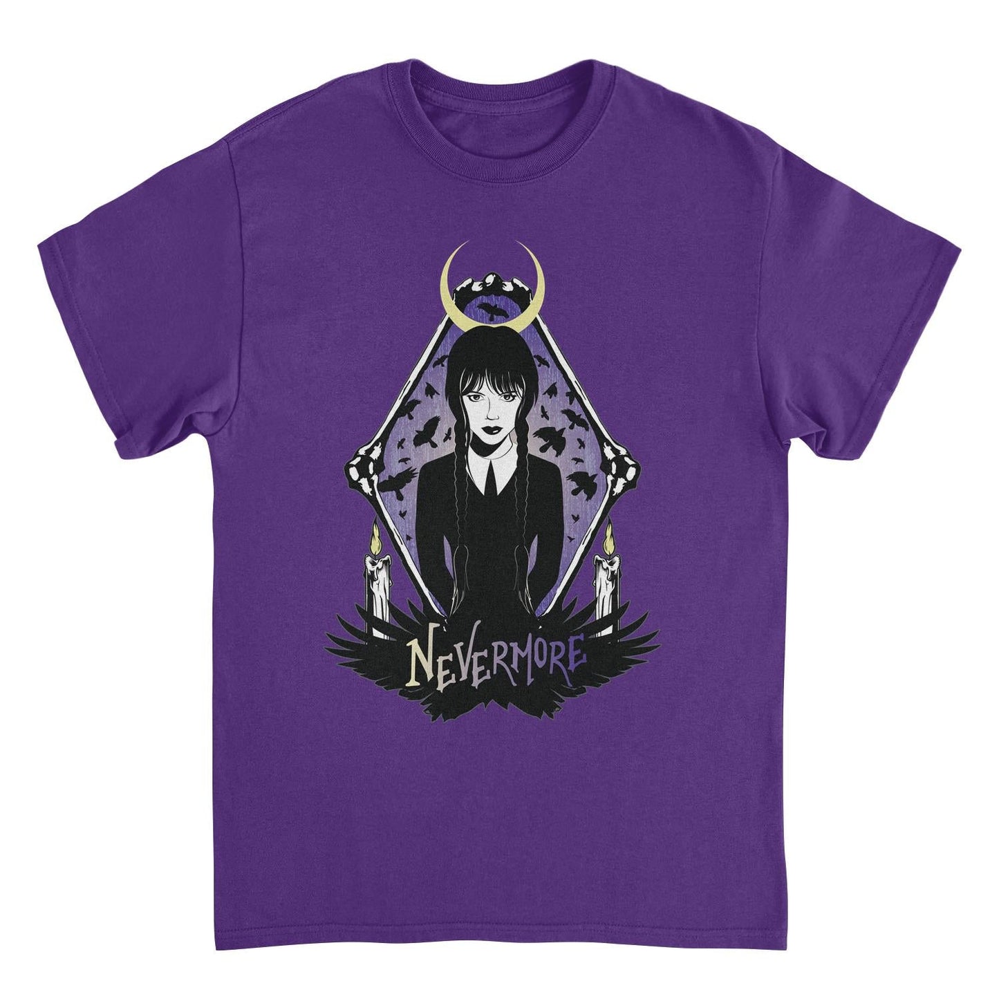 Wednesday Nevermore Moon T Shirt Purple Officially Licensed
