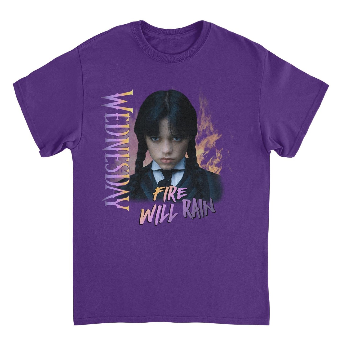 Wednesday Fire V2 T Shirt Purple Officially Licensed
