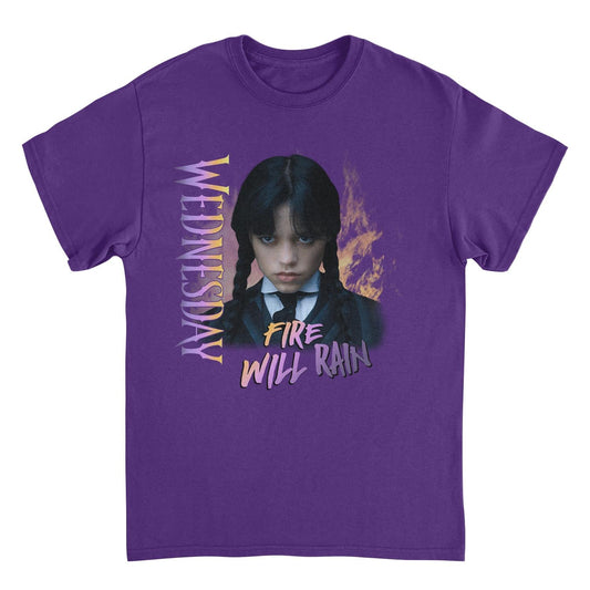 Wednesday Fire V2 T Shirt Purple Officially Licensed