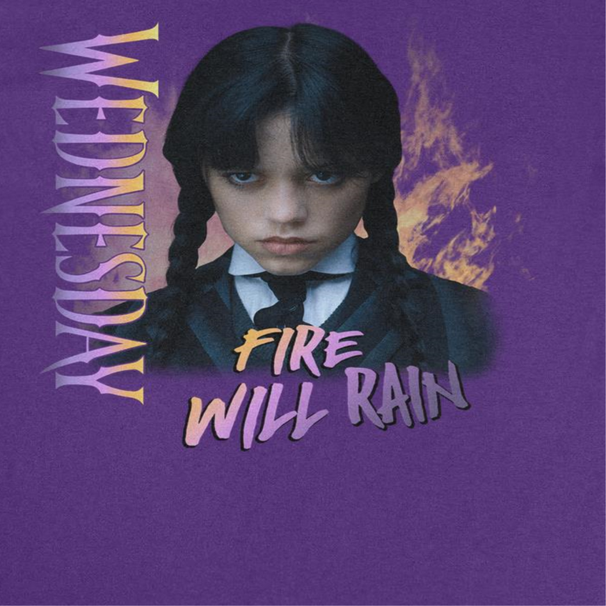 Wednesday Fire V2 T Shirt Purple Officially Licensed