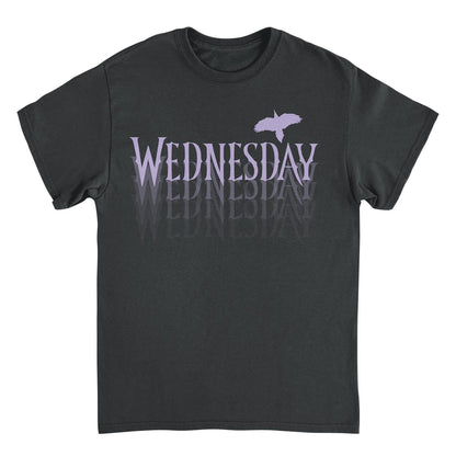 Wednesday Fading Logo T Shirt Black Officially Licensed