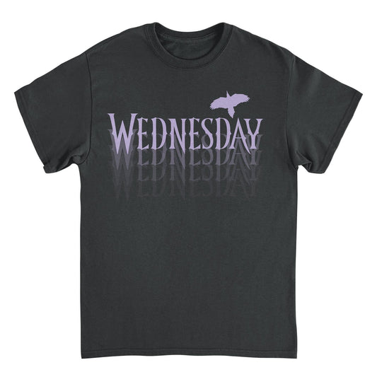 Wednesday Fading Logo T Shirt Black Officially Licensed