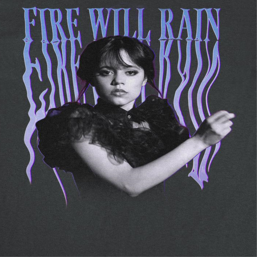 Wednesday Fire Will Rain Dance T Shirt Black Officially Licensed