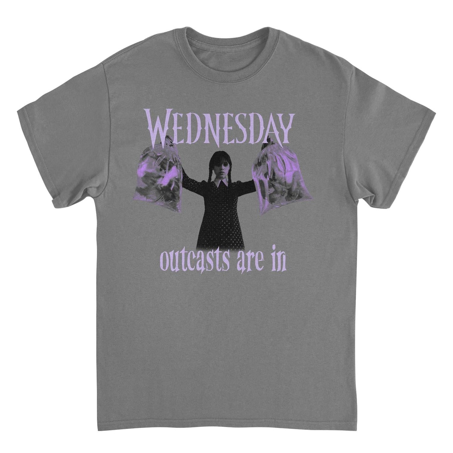 Wednesday Outcasts Are In T Shirt Charcoal Officially Licensed