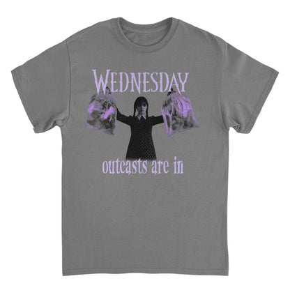 Wednesday Outcasts Are In T Shirt Charcoal Officially Licensed
