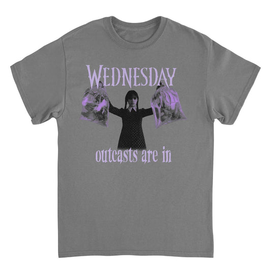 Wednesday Outcasts Are In T Shirt Charcoal Officially Licensed