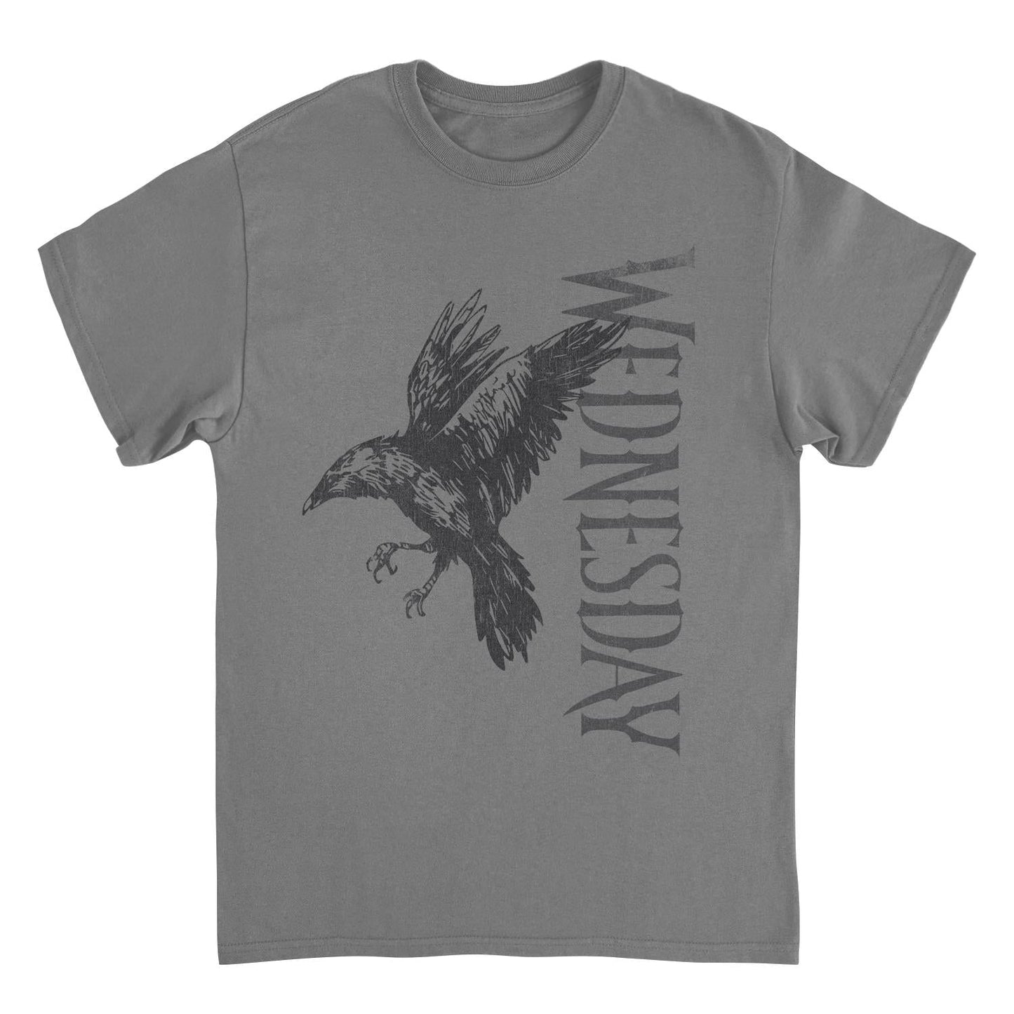 Wednesday Raven 2 T Shirt Charcoal Officially Licensed