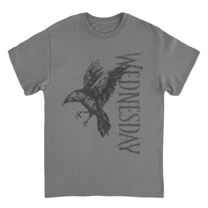 Wednesday Raven 2 T Shirt Charcoal Officially Licensed