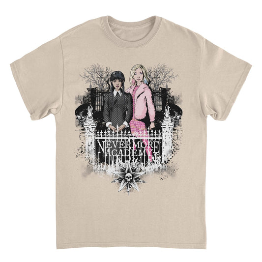 Wednesday Nevermore Gate T Shirt Sand Officially Licensed