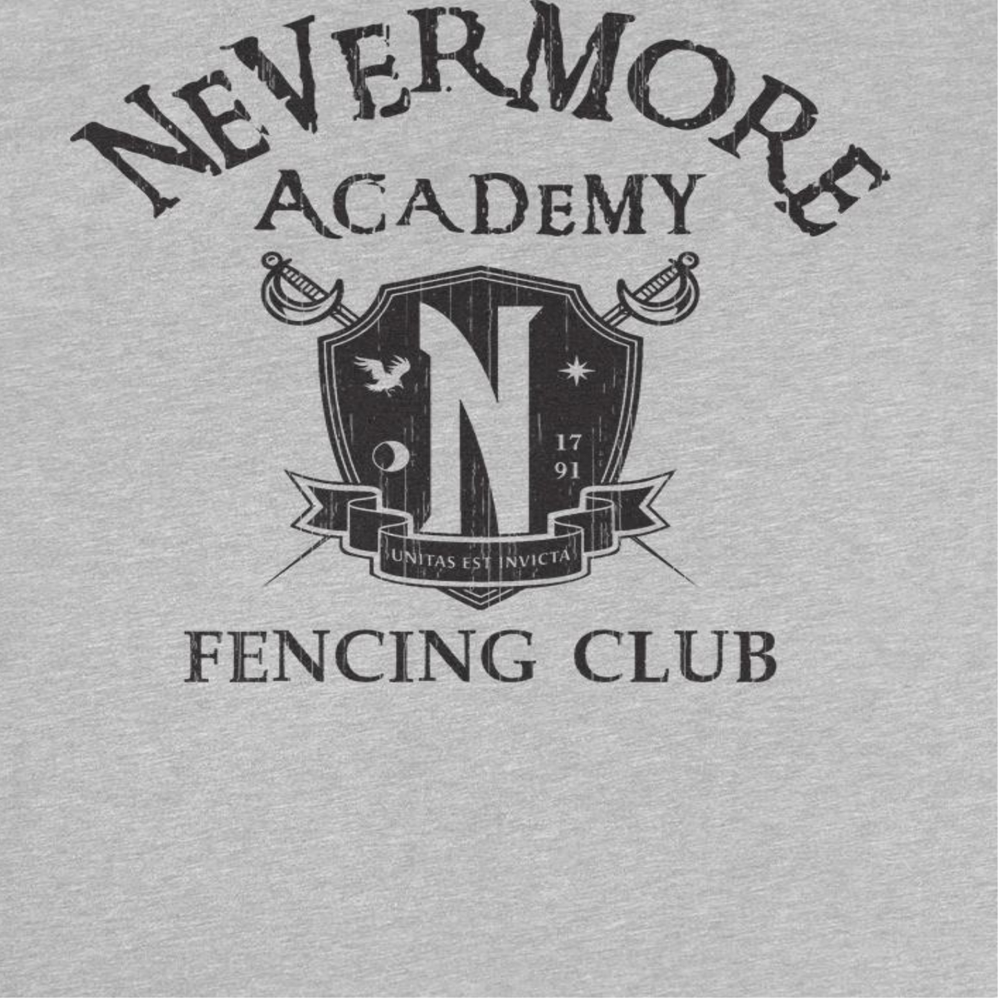 Wednesday Fencing 3 Front T Shirt Sport Grey Officially Licensed