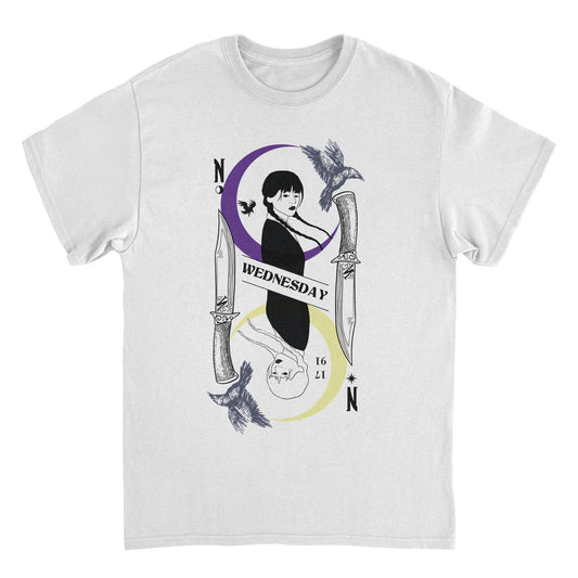 Wednesday Knives Card T Shirt White Officially Licensed