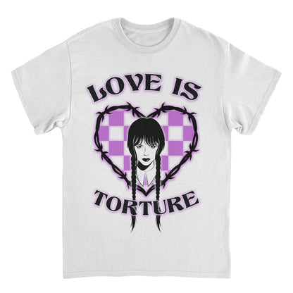 Wednesday Love is Torture T Shirt White Officially Licensed