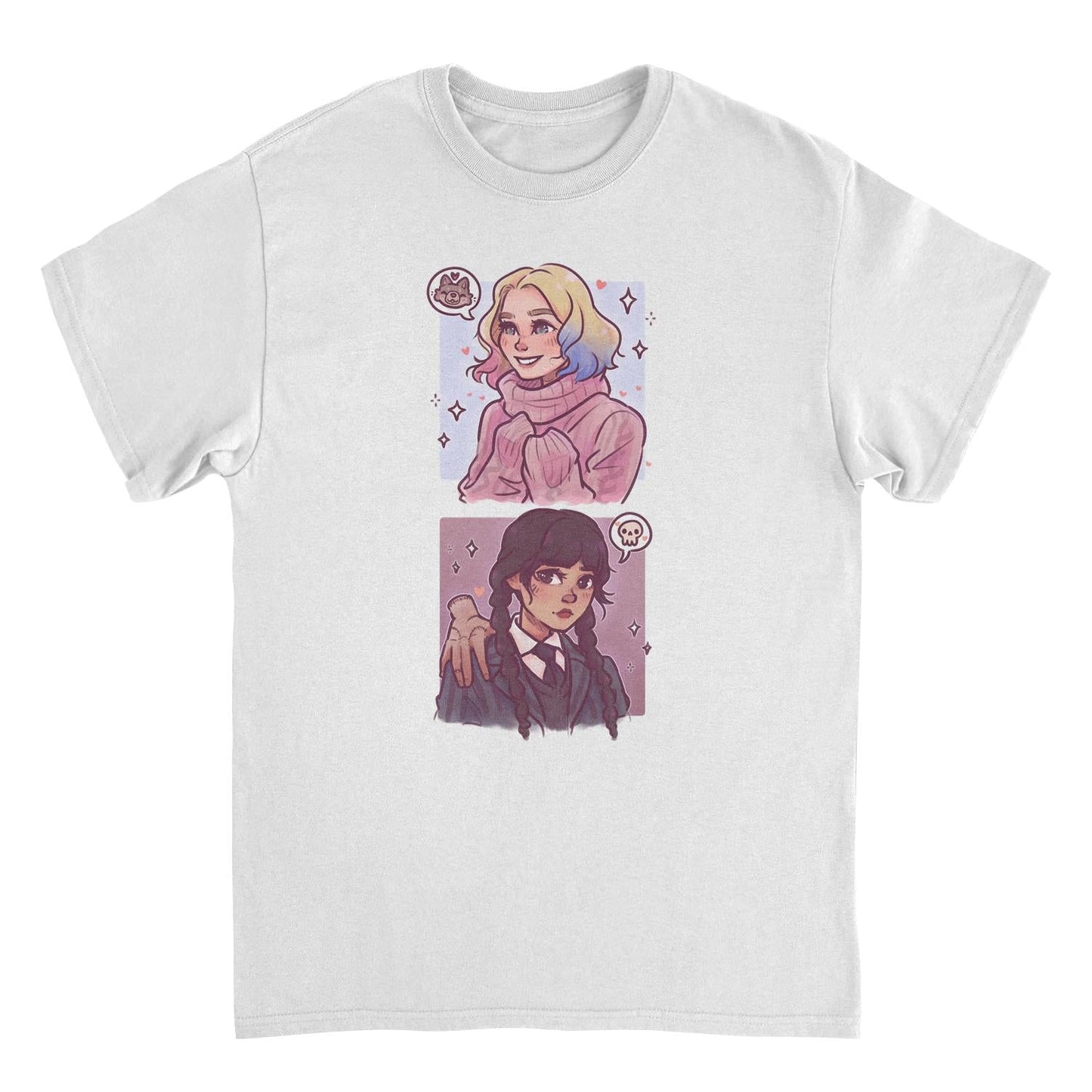 Wednesday Ghouls Stacked T Shirt White Officially Licensed