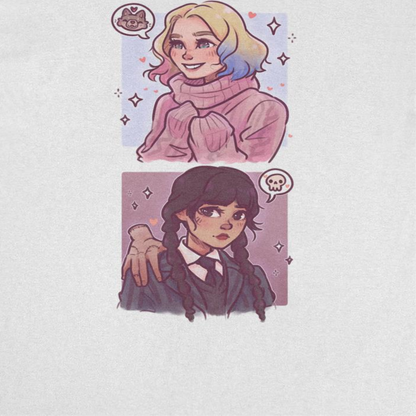 Wednesday Ghouls Stacked T Shirt White Officially Licensed