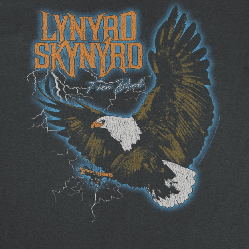 Lynyrd Skynyrd Free Bird Lightning T Shirt Black Officially Licensed
