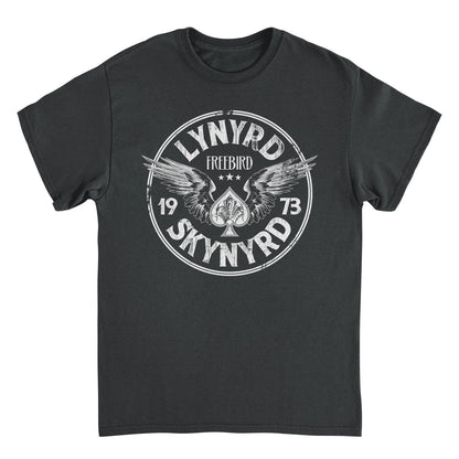 Lynyrd Skynyrd Firebird 1973 Ace Circle White T Shirt Black Officially Licensed