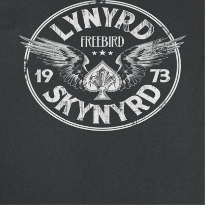 Lynyrd Skynyrd Firebird 1973 Ace Circle White T Shirt Black Officially Licensed