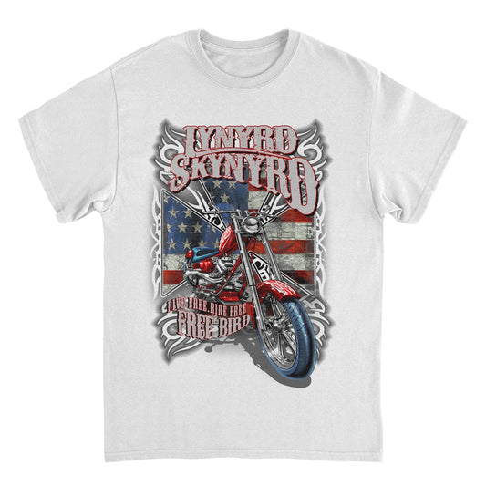 Lynyrd Skynyrd Motorcycle Mens T Shirt White  Officially Licensed