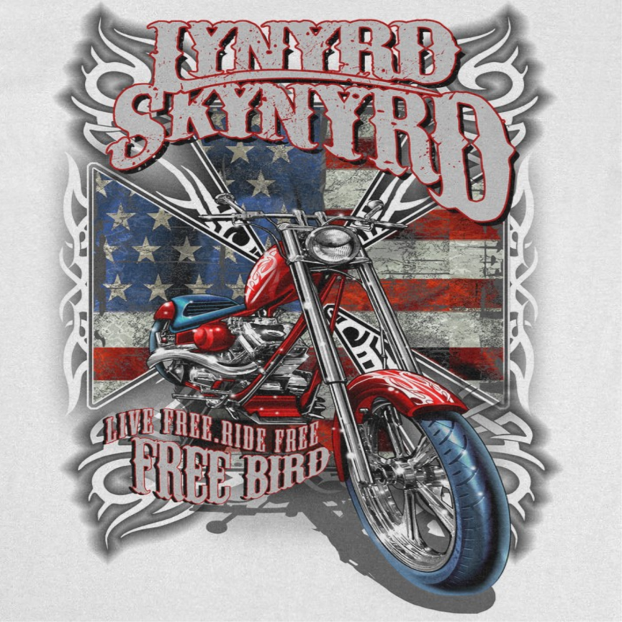 Lynyrd Skynyrd Motorcycle Mens T Shirt White  Officially Licensed