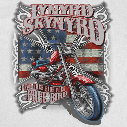 Lynyrd Skynyrd Motorcycle Mens T Shirt White  Officially Licensed