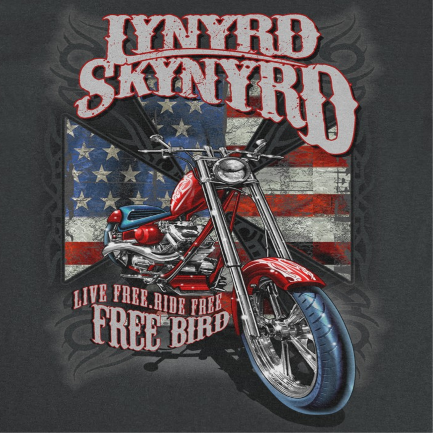 Lynyrd Skynyrd Motorcycle Mens T Shirt Black Officially Licensed
