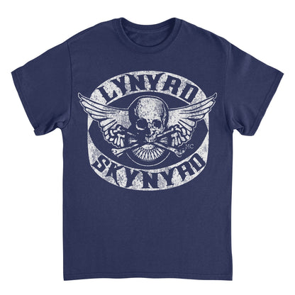 Lynyrd Skynyrd Skull White Mens T Shirt Navy Blue Officially Licensed