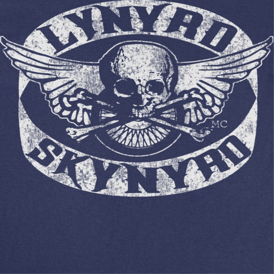 Lynyrd Skynyrd Skull White Mens T Shirt Navy Blue Officially Licensed