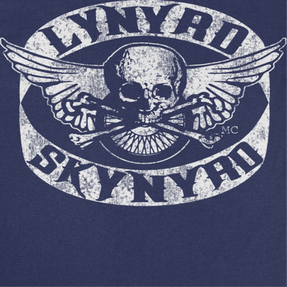 Lynyrd Skynyrd Skull White Mens T Shirt Navy Blue Officially Licensed