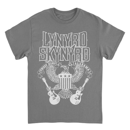 Lynyrd Skynyrd White Letters Mens T Shirt Charcoal Grey Officially Licensed