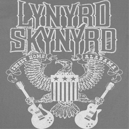 Lynyrd Skynyrd White Letters Mens T Shirt Charcoal Grey Officially Licensed