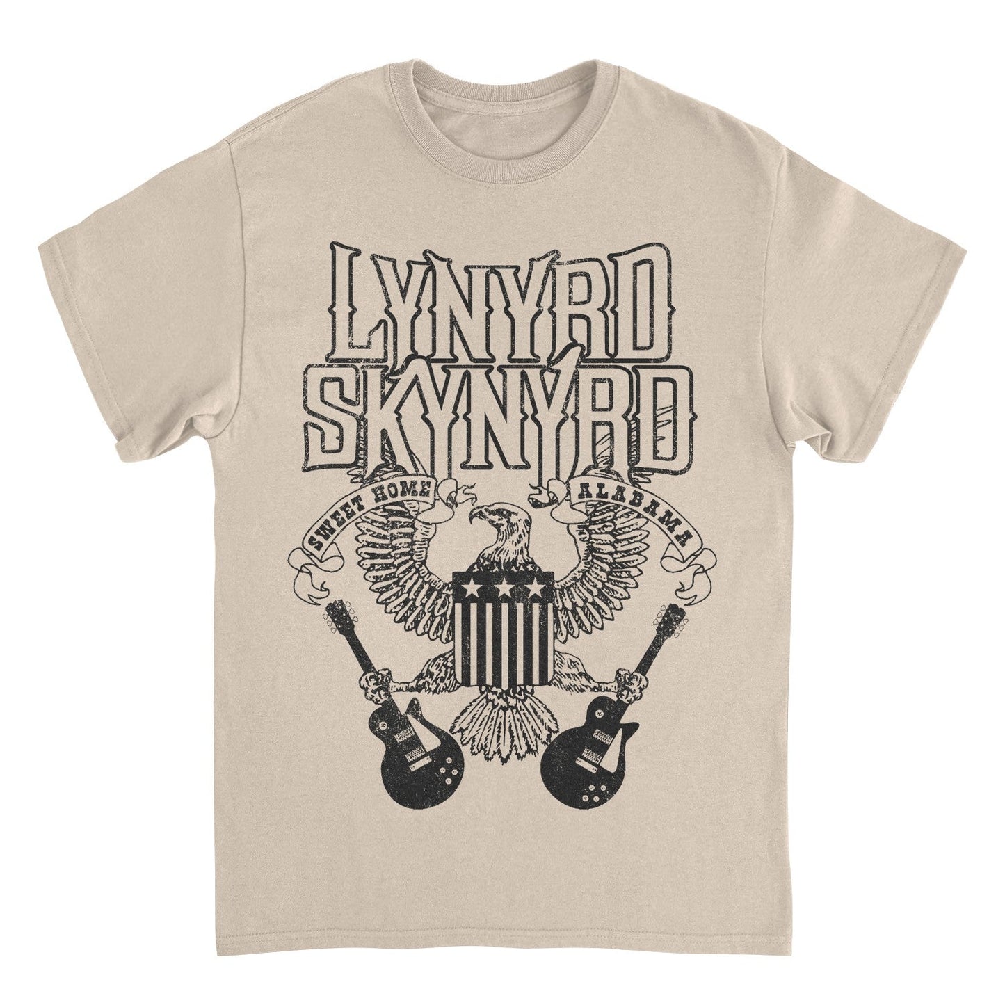 Lynyrd Skynyrd Black Letters Sand Mens T Shirt Tan Officially Licensed