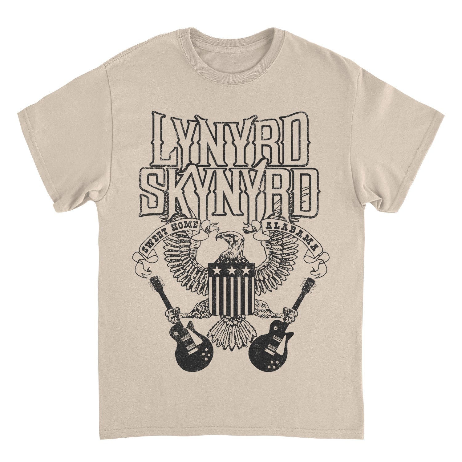Lynyrd Skynyrd Black Letters Sand Mens T Shirt Tan Officially Licensed