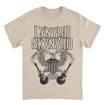 Lynyrd Skynyrd Black Letters Sand Mens T Shirt Tan Officially Licensed