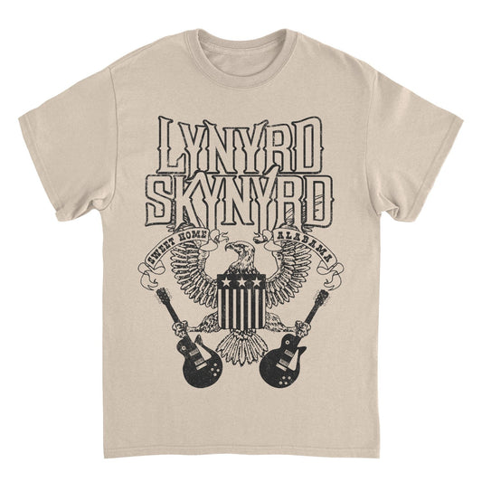 Lynyrd Skynyrd Black Letters Sand Mens T Shirt Tan Officially Licensed