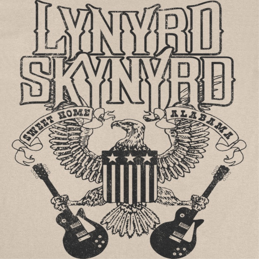 Lynyrd Skynyrd Black Letters Sand Mens T Shirt Tan Officially Licensed