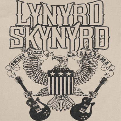 Lynyrd Skynyrd Black Letters Sand Mens T Shirt Tan Officially Licensed