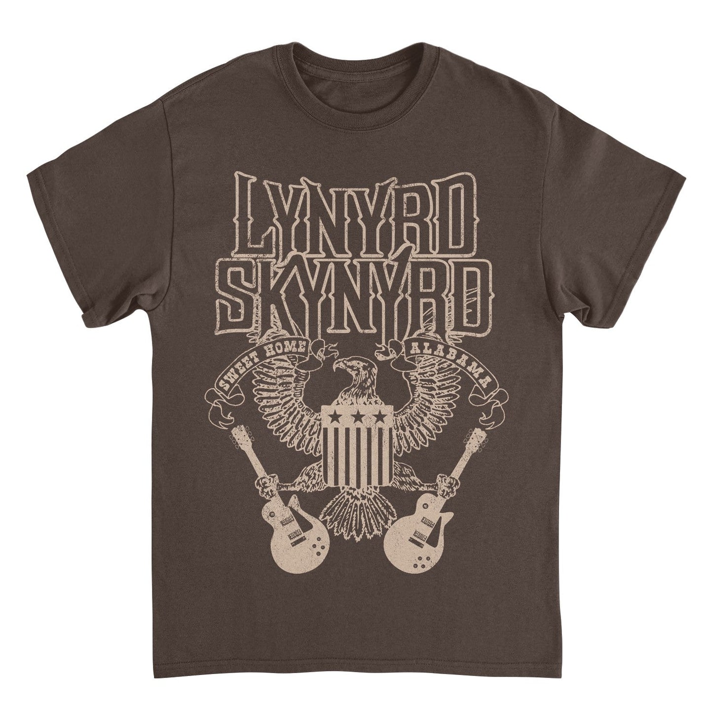 Lynyrd Skynyrd Sweet Home Alabama Mens T Shirt Dark Chocolate Brown Officially Licensed